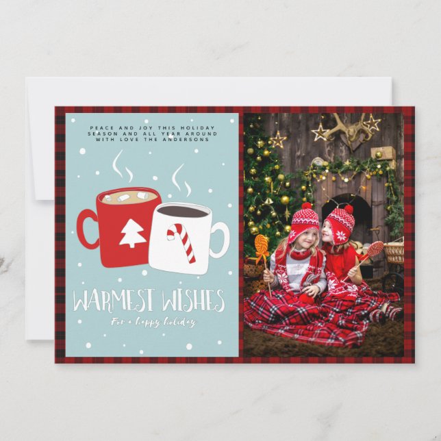 Julbild Buffalo-rut Modern folkkonst Varm choklad Kort (Framsida)