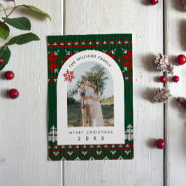 Julbild Festivt Stickat Mönster Högtids Kort