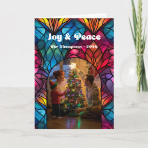 Julbild Glasfönster Glädje & Fred Foto Helgkort
