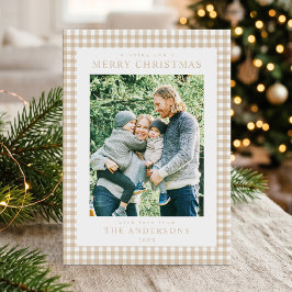 Julbild i beige gingham julkort