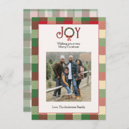 Julbild i rutmönster julkort