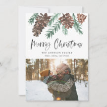 Julbild med vattenfärg och tallkottsmotiv