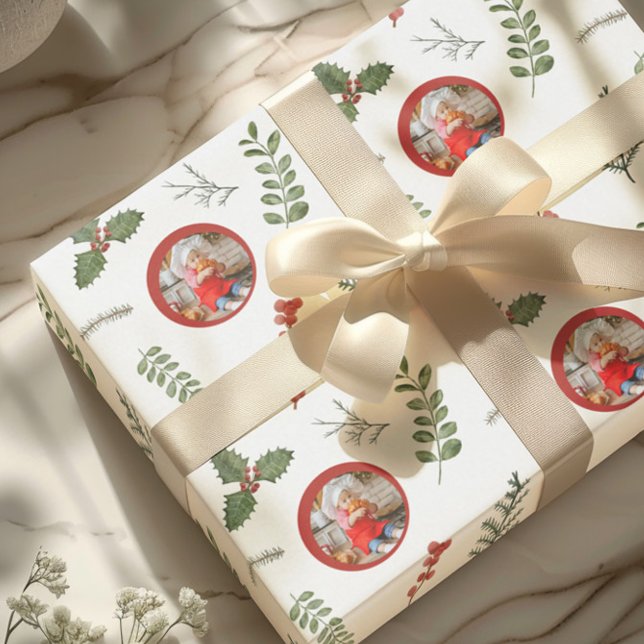 Julbild med vattenfärggrönska presentpapper (Skapare uppladdad)