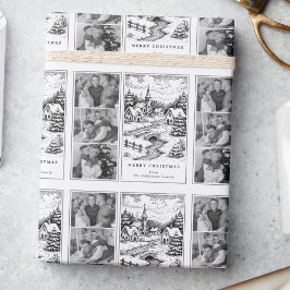 Julbilder från byn på vintern presentpapper