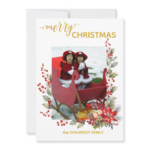 Julbildkort Julhagtornsbär & Julstjärna