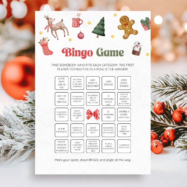 Julbingo spel julkort (Christmas Bingo Fun Family Card Game)