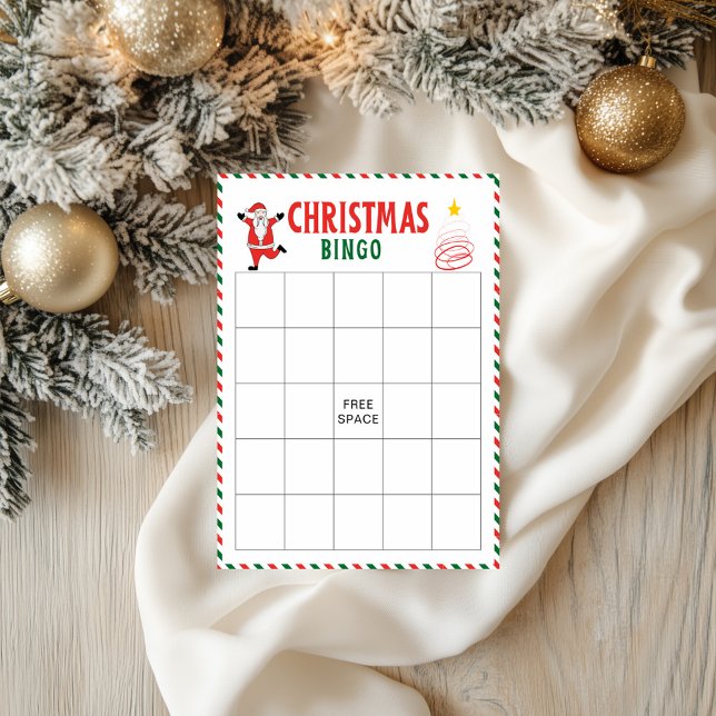 Julbingokort | Barnjulspelsaktivitet Reklamblad (Christmas Bingo Cards | Kids Christmas Party Game Flyer)