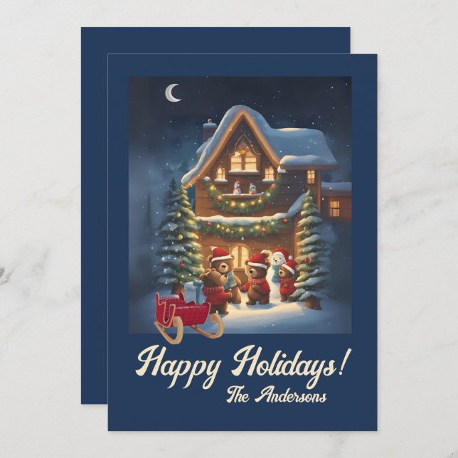 Julbjörn 1, Glad helg, julkort Inbjudningar (Fram/baksida)