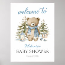 Julbjörn Baby Shower Välkomstskylt