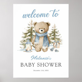 Julbjörn Baby Shower Välkomstskylt Poster