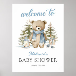 Julbjörn Baby Shower Välkomstskylt Poster