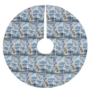 Julbjörn i Arktiska Vatten Julgransmatta Borstad Polyester