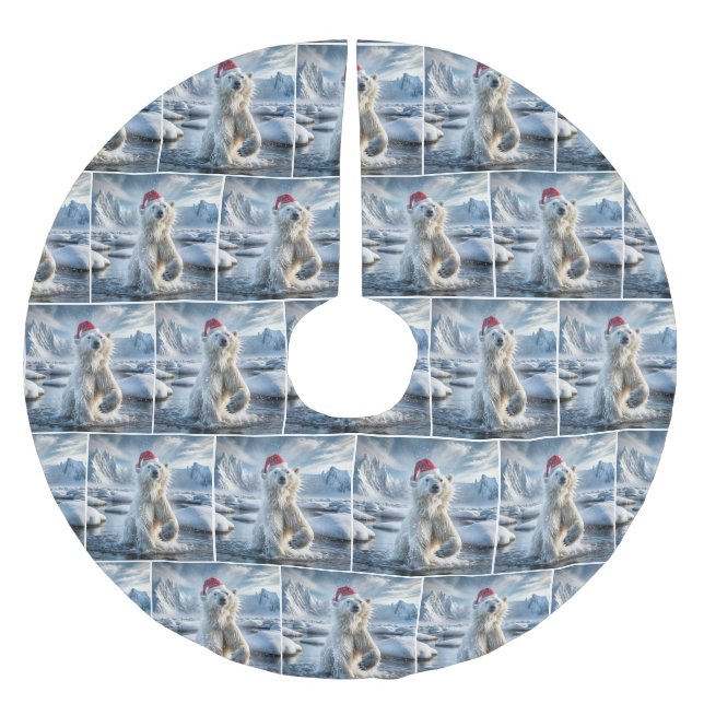 Julbjörn i Arktiska Vatten Julgransmatta Borstad Polyester (Framsidan)