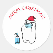 JULBJÖRN MASK OCH TOMTEHAT RUND DEKAL