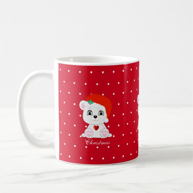 Julbjörn på röd bakgrund kaffemugg (Vänster)