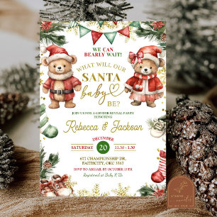 Julbjörn Santa Baby Könsbestämning Inbjudningar