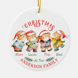 Julbjörnfamiljen 4 namn julgransprydnad keramik