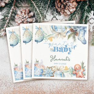 Julblå Boy Santa Baby Shower Pappersservett