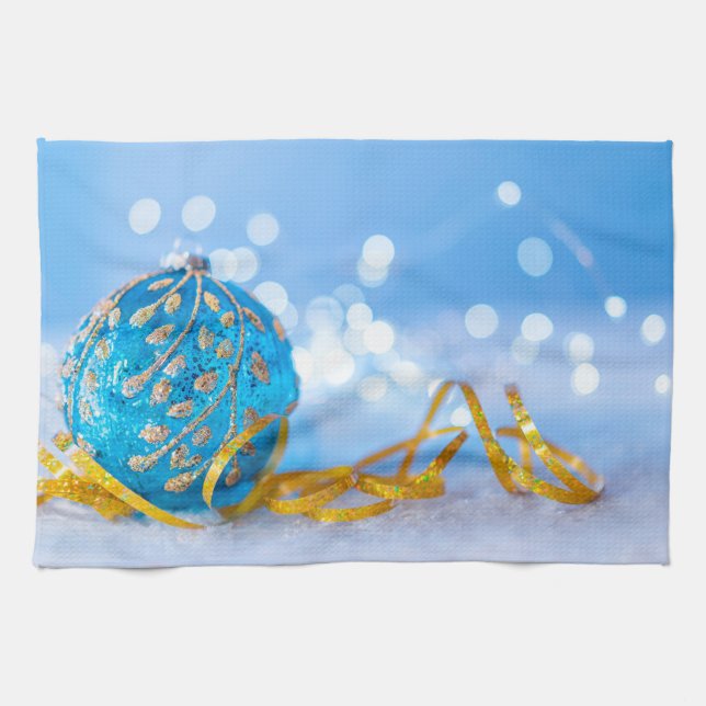 Julblå Decor Boll Kökshandduk (Horisontell)