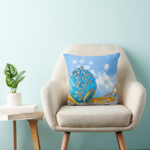 Julblå Decor Boll Kudde