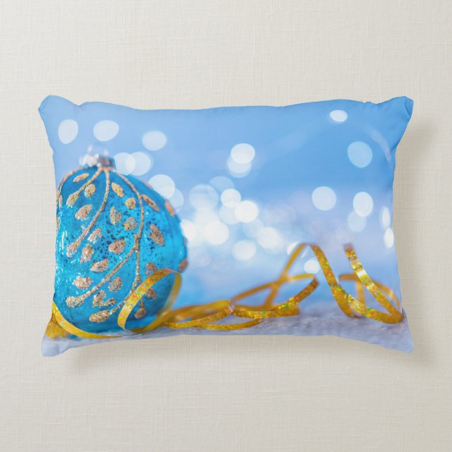 Julblå Decor Boll Prydnadskudde (Framsidan)
