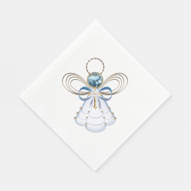 Julblå filigree Angel of Faith - Helgdag Pappersservett (Hörn)