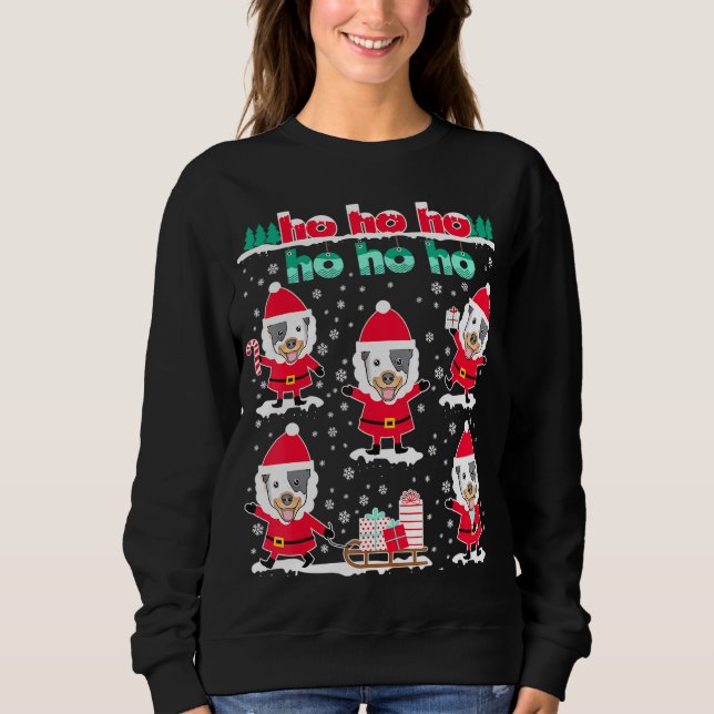 Julblå Heeler Hohoho Jultomten T Shirt (Framsida)