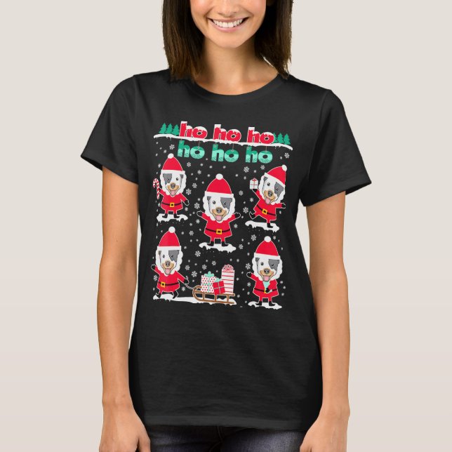 Julblå Heeler Hohoho Jultomten T Shirt (Framsida)