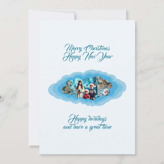 Julblå Julkort (Framsida)