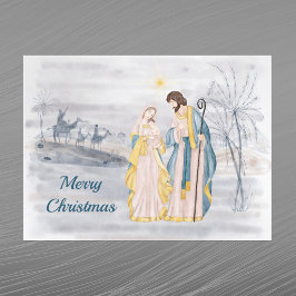 Julblå kristen Religiösa Vattenfärg Helg Vykort