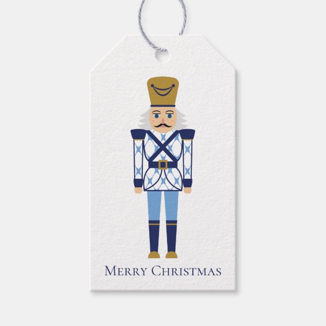 Julblå Nutcracker Gift-Märkre Presentetikett (Framsidan)