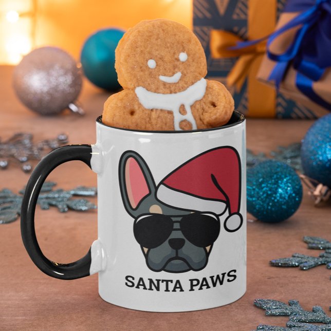 Julblå Tan Fransk Bulldog Mugg (Skapare uppladdad)