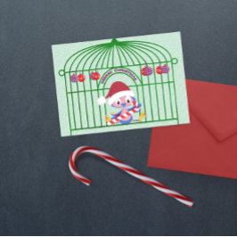 JulblåBird i Ornate Cage-Anpassadet Julkort