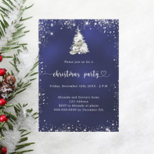 Julblåblå Party silver snö träd