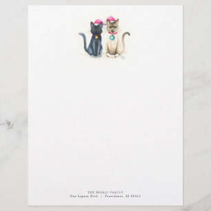 Julbläck Festive Watercolor Cats Brevhuvud