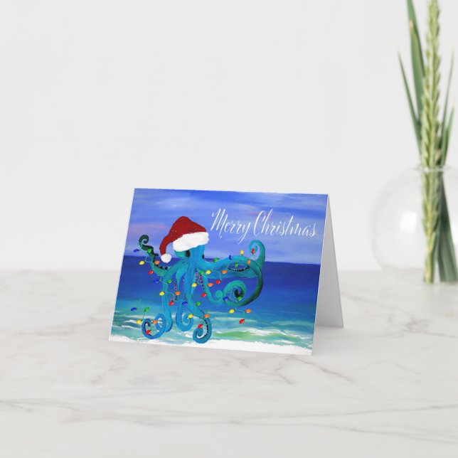 Julbläckfisk Julhälsningskort. Helgkort (Framsida)