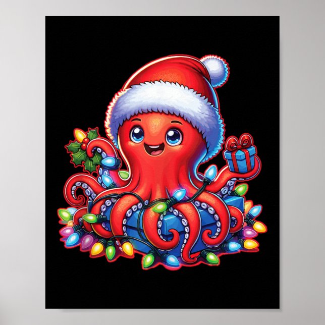 Julbläckfisk med tomat och Helgdag ljus Poster (Framsidan)