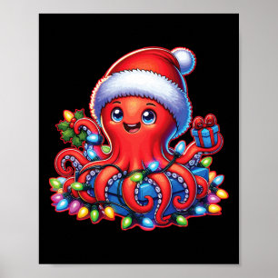 Julbläckfisk med tomat och Helgdag ljus Poster