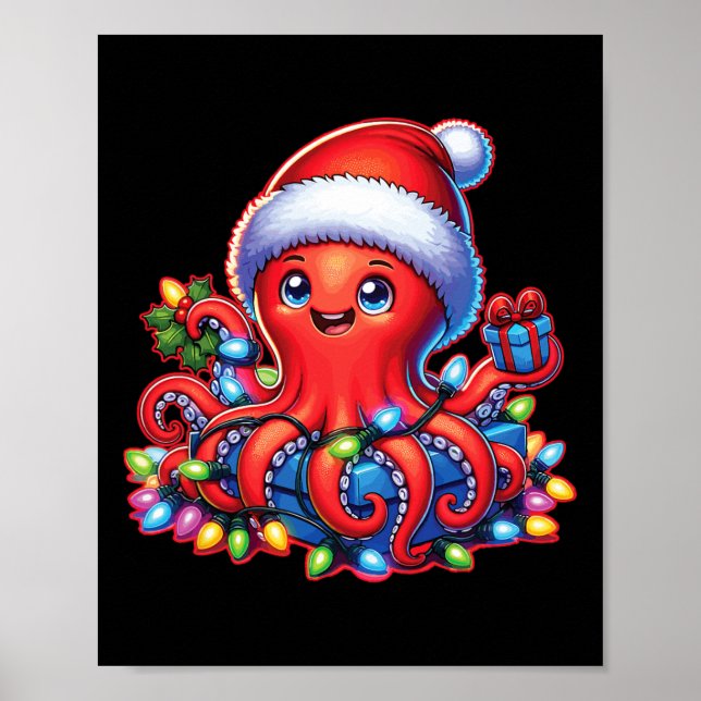 Julbläckfisk med tomat och Helgdag ljus Poster (Framsidan)