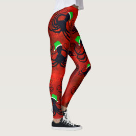 Julbläckfisk på rött - baljväxter leggings