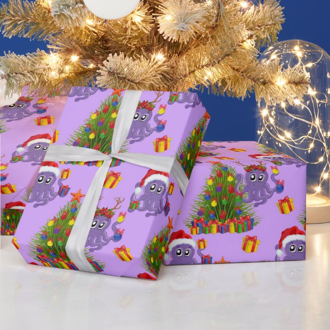 Julbläckfisk sjögräs träd mönster presentpapper (Helgdagar)