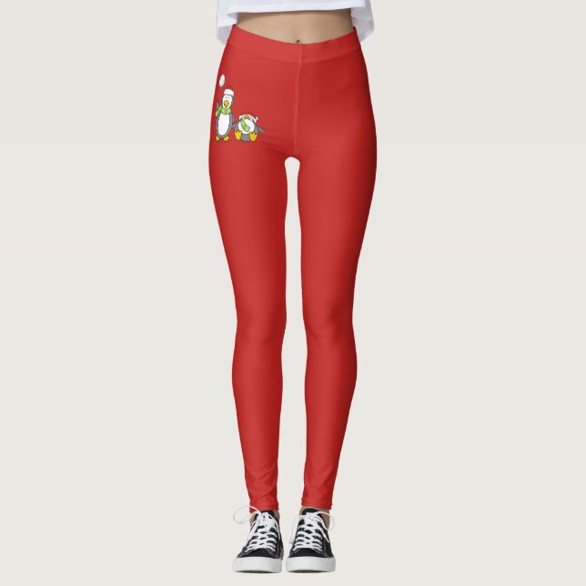 Julbläckpenguiner Leggings (Framsida)