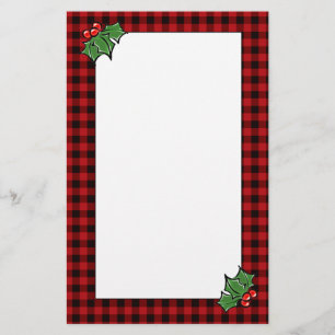 Julblad bär klassisk röd buffelplaid brevpapper