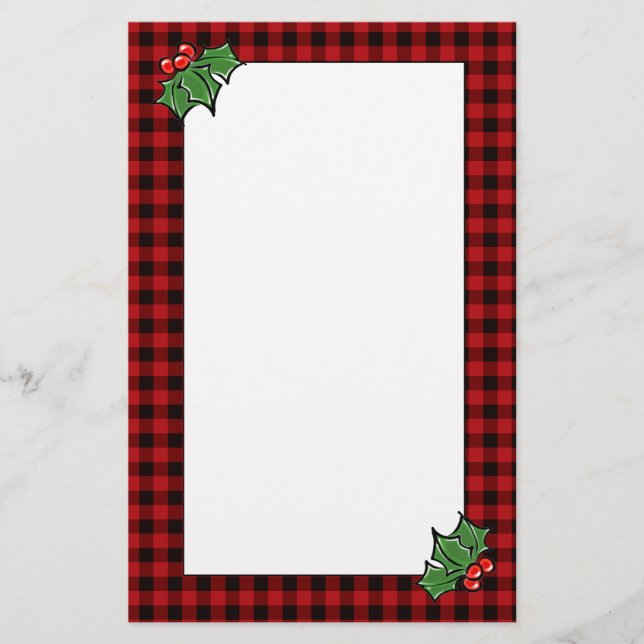 Julblad bär klassisk röd buffelplaid brevpapper (Framsida)