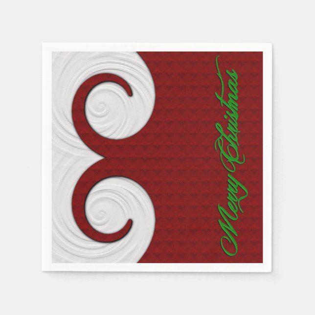 Julbladen Red and White Helgdag Napkins Pappersservett (Framsidan)