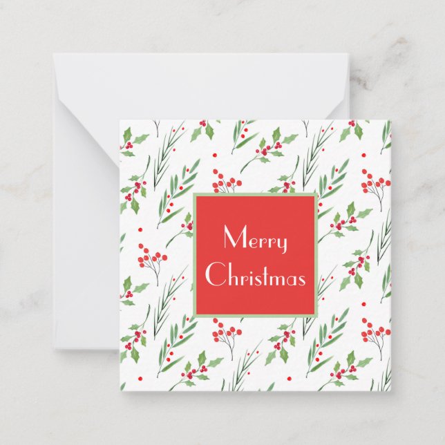 Julblandat botaniskt skärande Mönster Anteckningskort (Framsida)