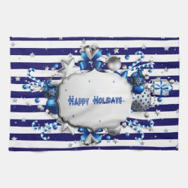 Julblåstrimlat kökshandduk