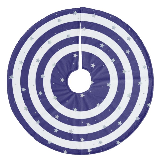 Julblåstripe Träd Skirt Julgransmatta Fleece (Framsidan)