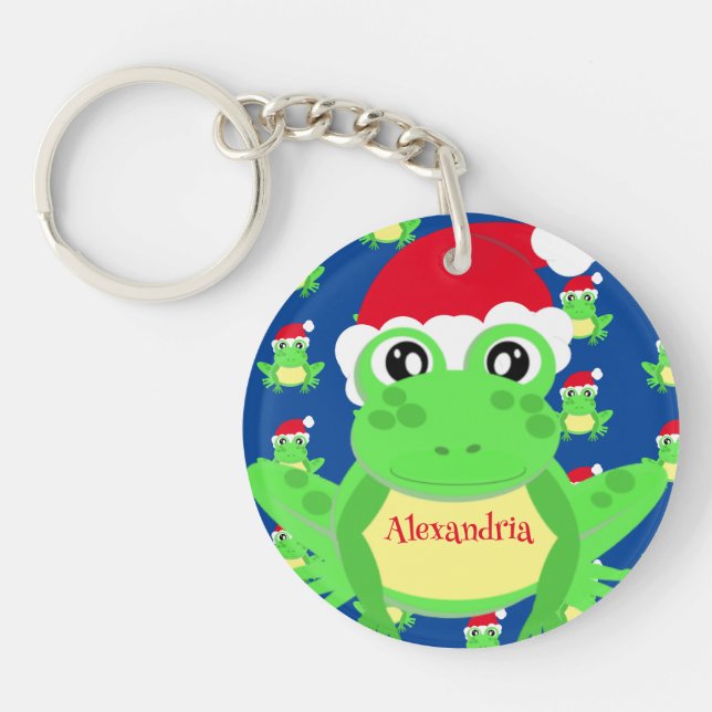 Julblått Frog Santa Hat Mönster Novelty (Framsidan)