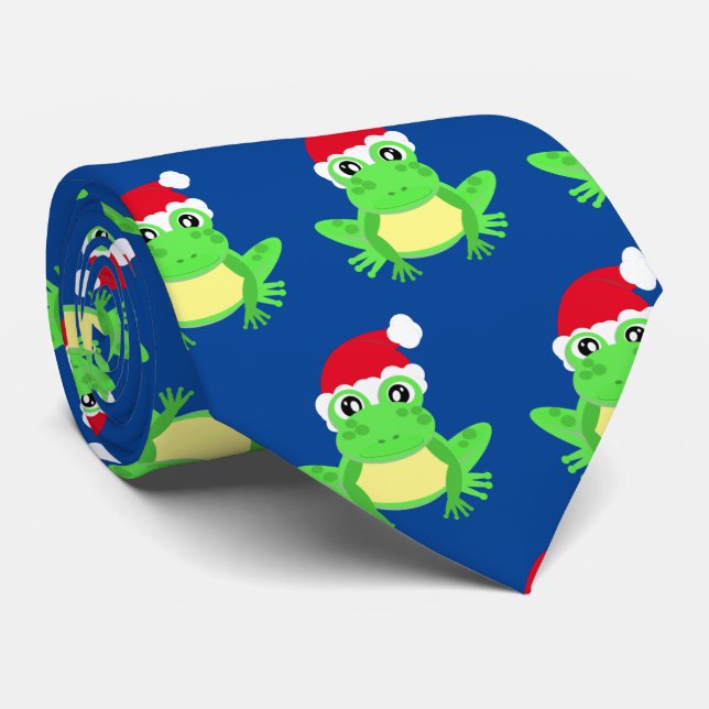 Julblått Frog Santa Hat Mönster Novelty Slips (Rullad)